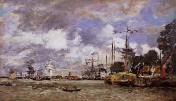 尤金 佈丹 Anvers, Boats on the River Scheldt